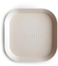  mushie lapos tányér (négyzetes) - krémfehér (7426999780625)