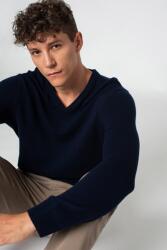 Benetton United Colors of Benetton, V-nyakú szűzgyapjú pulóver, Tengerészkék, S (1002U4407-016-S)