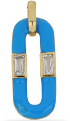  Arannyal bevont Ezüst Medál - Türkiz Tűzzománc, Fehér Topáz - 36.55mm