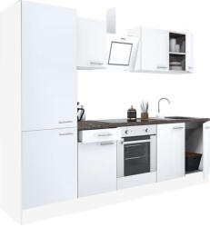 Leziter Yorki 270 konyhablokk fehér korpusz, selyemfényű fehér front alsó sütős elemmel polcos szekrénnyel (L270FHFH-SUT-PSZ)