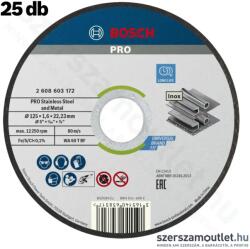 Bosch PRO Stainless Steel and Metal vágótárcsa, 125x1, 6x22, 23mm [25db/csomag] (2608603172-25) (2608603172-25)