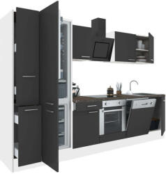 Leziter Yorki 310 konyhablokk fehér korpusz, selyemfényű antracit front alsó sütős elemmel alulfagyasztós hűtős szekrénnyel (L310FHAN-SUT-AF)