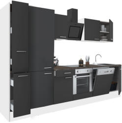 Leziter Yorki 310 Konyhablokk - Fehér Korpusz, Selyemfényű Antracit Front, Alsó Sütős Elemmel, Polcos Szekrénnyel