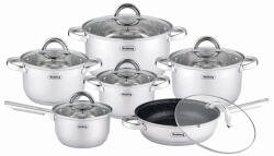 Rosberg Set oale cu capac Rosberg R51210L12, 12 piese, Fund multistrat, 2.0-6.5 litri, Inductie, Inox (R51210L12)