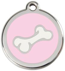 Red Dingo Rozsdamentes csont mintás acél biléta rózsaszín - dogshop