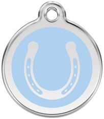 Red Dingo Rozsdamentes patkó mintás acél biléta világoskék - dogshop