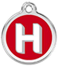 Red Dingo Rozsdamentes H betű mintás acél biléta - dogshop