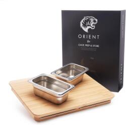 Orient Tocator din Lemn Natural de Bambus, Orient, 2 Recipiente de Detasabile din Otel Inoxidabil, 38.5 x 30 cm (5060535841757) Tocator