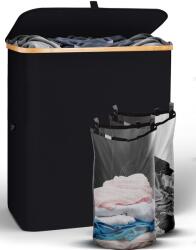 Hennez Cos pentru rufe Hennez, Premium, 2 compartimente, negru, 140 l (HENN-140BL7598)
