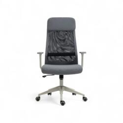 Kiwari Scaun birou Kiwari Han, spatar inalt, cadru metalic, suprafata din tesatura si plasa, suport lombar fix, brate fixe, mecanism fluture, baza nylon, roti PU, Gri/Negru (DNH4TWYBM)
