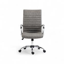 Kiwari Scaun birou Kiwari Rani, spatar inalt, cadru cromat, brate fixe cu perne PU, mecanism tip fluture, baza cromata, rotile din nylon, Gri (DXH4TWYBM)