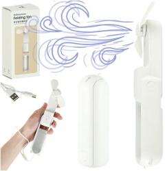  Összecsukható mini USB-C asztali-kézi ventilátor 1200 mAh powerbank, fehér (KX3075)