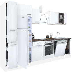 Leziter Yorki 310 konyhablokk fehér korpusz, selyemfényű fehér front alsó sütős elemmel felülfagyasztós hűtős szekrénnyel (L310FHFH-SUT-FF)