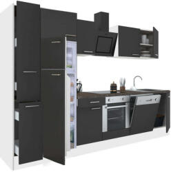 Leziter Yorki 310 konyhablokk fehér korpusz, selyemfényű antracit front alsó sütős elemmel felülfagyasztós hűtős szekrénnyel (L310FHAN-SUT-FF)