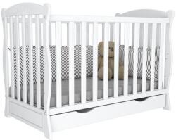 Kidizi Patut din lemn masiv 120x60 cm Bethany alb cu sertar (5949221100586)