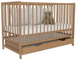 Kidizi Patut din lemn masiv 120x60 cm Matilda cu sertar cu capac, somiera reglabila pe 3 nivele (5949551903253)