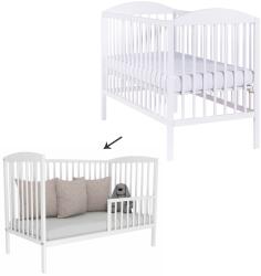Kidizi Patut din lemn masiv cu bariera 120x60 cm Kidizi Orella alb, reglabil pe 3 nivele, certificat EN71 (1729+1637)