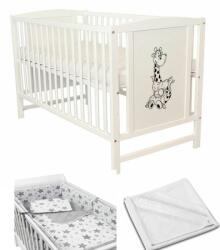 Kidizi Patut din lemn masiv 120x60 cm Bria alb, include protectie impermeabila si set lenjerie matlasata 5 piese Kidizi (SET5949221103259)