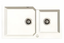 Laveo MILOS 2M 90 kétmedencés gránit jázmin mosogató helytakarékos dugókiemelős szifonnal - SPM_J208 (SPM_J208)