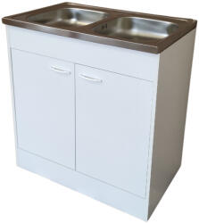  Komplett mosogatós szekrény, 80x50cm nyílóajtós, fehér, kétmedencés (214007)