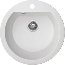 Laveo DAFNE egykör fehér gránit mosogató csaplyukkal, helytakarékos szifonnal - SRD_680T (SRD_680T)