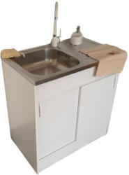  Komplett mosogatós szekrény 80x50cm tolóajtós, fehér, egymedencés tállal (214004)