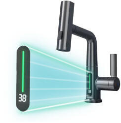  Mara mosogató csaptelep multifunkciós fejjel digitális kijelzővel (ZS-7020-GR)