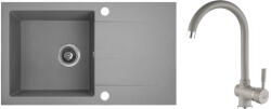  RIO 1CS SZETT egymedence csepptálcás gránit szürke mosogató szifonnal, csappal, 76x44x17, 5 cm (SRF_511RL)
