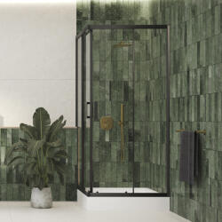 Laveo BRESSO félkör zuhanykabin zuhanytálcával, 80x80x185 cm átlátszó üveg/fekete - JKBB786Z (JKBB786Z)