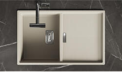 Laveo TONGA bézs csepptálcás gránit mosogató helytakarékos szifonnal - SPT_411T (SPT_411T)