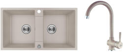  RIO 2M SZETT kétmedencés gránit bézs mosogató szifonnal, csappal, 80x44x18, 6 cm (SRF_420RL)