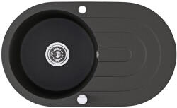 Laveo DAFNE egykör csepptálcás szemcsés fekete gránit mosogató - SRD_781T (SRD_781T)
