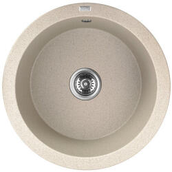 Laveo DAFNE egykör bézs gránit mosogató helytakarékos szifonnal - SRD_488Y (SRD_488Y)