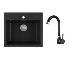  Malibu gránit mosogató szett, matt fekete (MALIBUL) - aquamixwebaruhaz