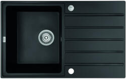 Laveo MARGARITA csepptálcás matt fekete gránit mosogató automata dugókiemelős, helytakarékos szifonnal - SRM_711B (SRM_711B)