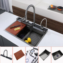  Catania multifunkciós rozsdamentes mosogató digitális csapteleppel (LMRM-01) - aquamixwebaruhaz