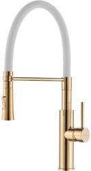 Laveo SHIRE zuhanyfejes csaptelep rugalmas tömlővel, fehér / arany - BQH_G78D (BQH_G78D)