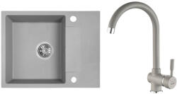  RIO MINI SZETT minicsepptálcás gránit szürke mosogató szifonnal, csappal, 56x44x17, 5 cm (SBF_513RL)