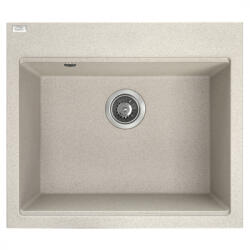 Laveo TAU 6 bézs egymedencés gránit mosogató helytakarékos szifonnal - SRT_410Y (SRT_410Y)