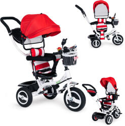  Tricikli háromkerekű forgatható napellenző tartós gumiabroncsok piros (JM-066-9L_RED)