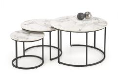 Halmar COMORO 3 darabos dohányzóasztal szett, fehér/fekete V-CH-GILDA-LAW-BIAŁY (HA0177)