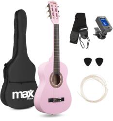 Max Music SoloArt Junior 1/4 Klasszikus gitár (tartalék nylon húr, hangoló, hordtáska, pengető) - Pink