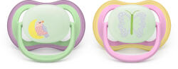 Philips Залъгалки Philips Avent - Ultra Air Night, с декорация Пеперуда и птица с кутия за стерилизиране, 6-18 m, 2 броя (00A.0660.001)