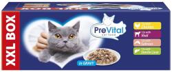 PreVital XXL BOX Alutasak csirke/borjú/lazac/máj szószban 48 x 100 g + tálka GRÁTISZ