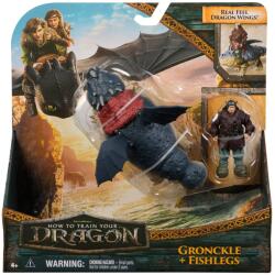 Spin Master Dreamworks Dragons World of Berk - How to Train Your Dragon set 2 figurine Viking & Dragon Assortment, Fishlegs & Gronckle, Multicolor, 4 ani+ (20151276) Figurina