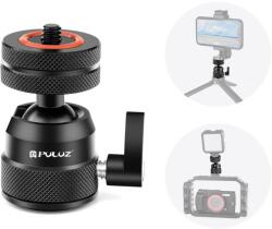  PULUZ PU1057B multifunkciós alumíniumötvözet mini gömbfejes állványadapter, cold shoe és 1/4" (fekete)