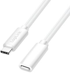 LogiLink USB 2.0 Type-C kábel, C/M-USB-C/F, PD, fehér, 3 m (CU0222)