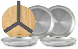 Black+Blum Farfurie pentru cină OUTDOOR 25 cm, set de 4 buc, argintiu, oțel inoxidabil, Black+Blum (BBOLPLATE001)