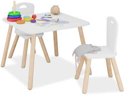 Relaxdays Gyerek asztal két székkel natúr-fehér 10050149