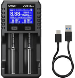 XTAR VX2 Pro Set Li-ion LiFePO4 Ni-MH Kétcsatornás töltő teszter